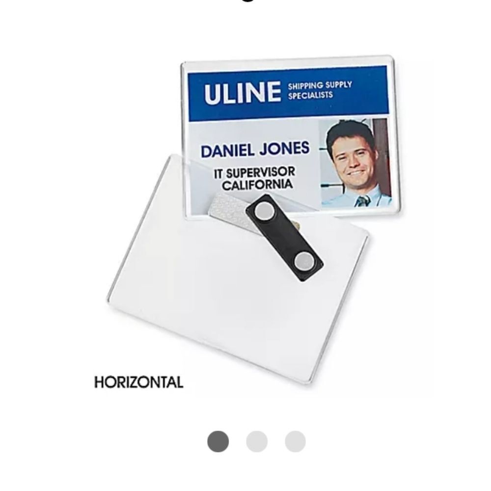 U-Line S-12940 Name Badge Holders 4" x 3" Horizontal Deluxe Magnetic Clear 69 Ct
